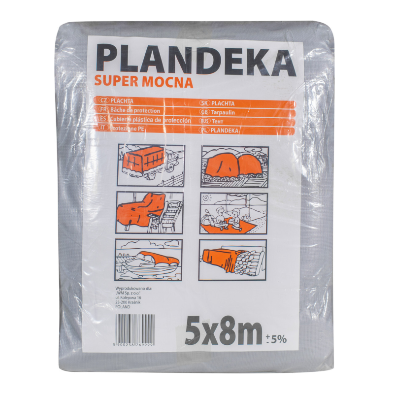Тент 160 г/м2 5 мх8м “PLANDEKA“ тент тарпауліновий покривний