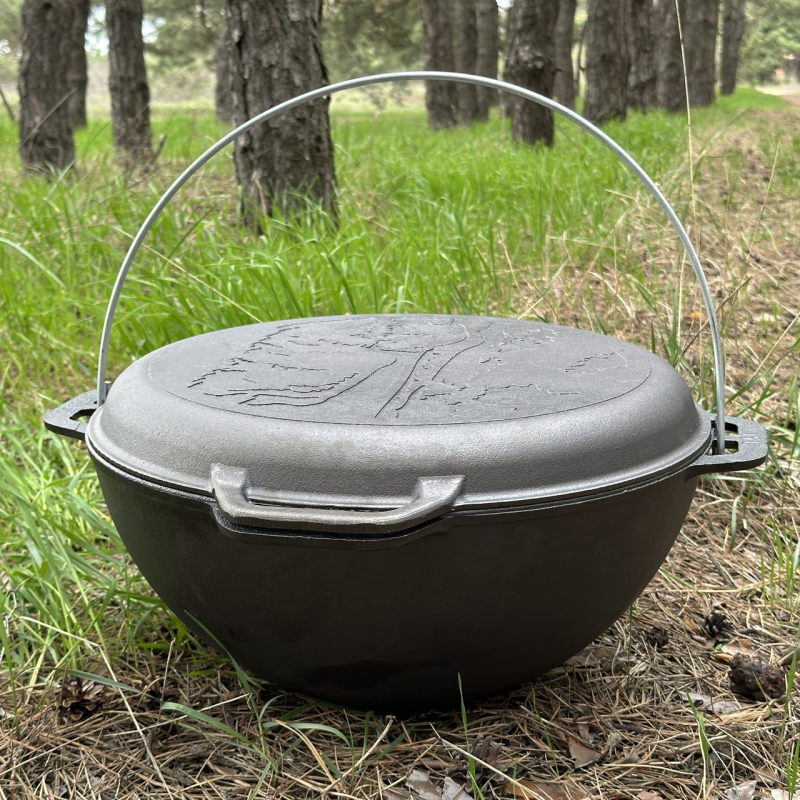 Казан азіатський КА-15КС чавунний з кришкою-сковородою 15л