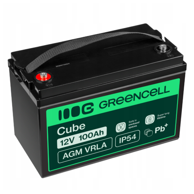 Акумулятор Green Cell AGM VRLA 12V 100Ah IP54 не потребує облуговування (термін служби - 5 років)