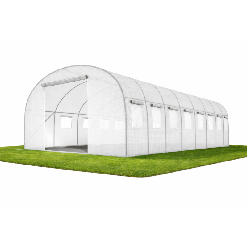 Теплиця садова 24 м² Funfit Garden (8 х 3 х 2 м) з армованою плівкою UV-4, з вікнами, Прозора (Польща)